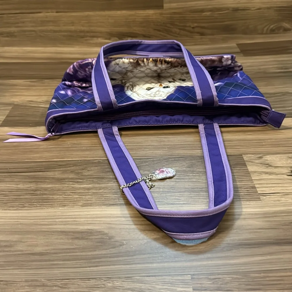 Bradford Exchange Owl Always Love You Kayomi Harai Quilted Purple Zip Tote NWOT